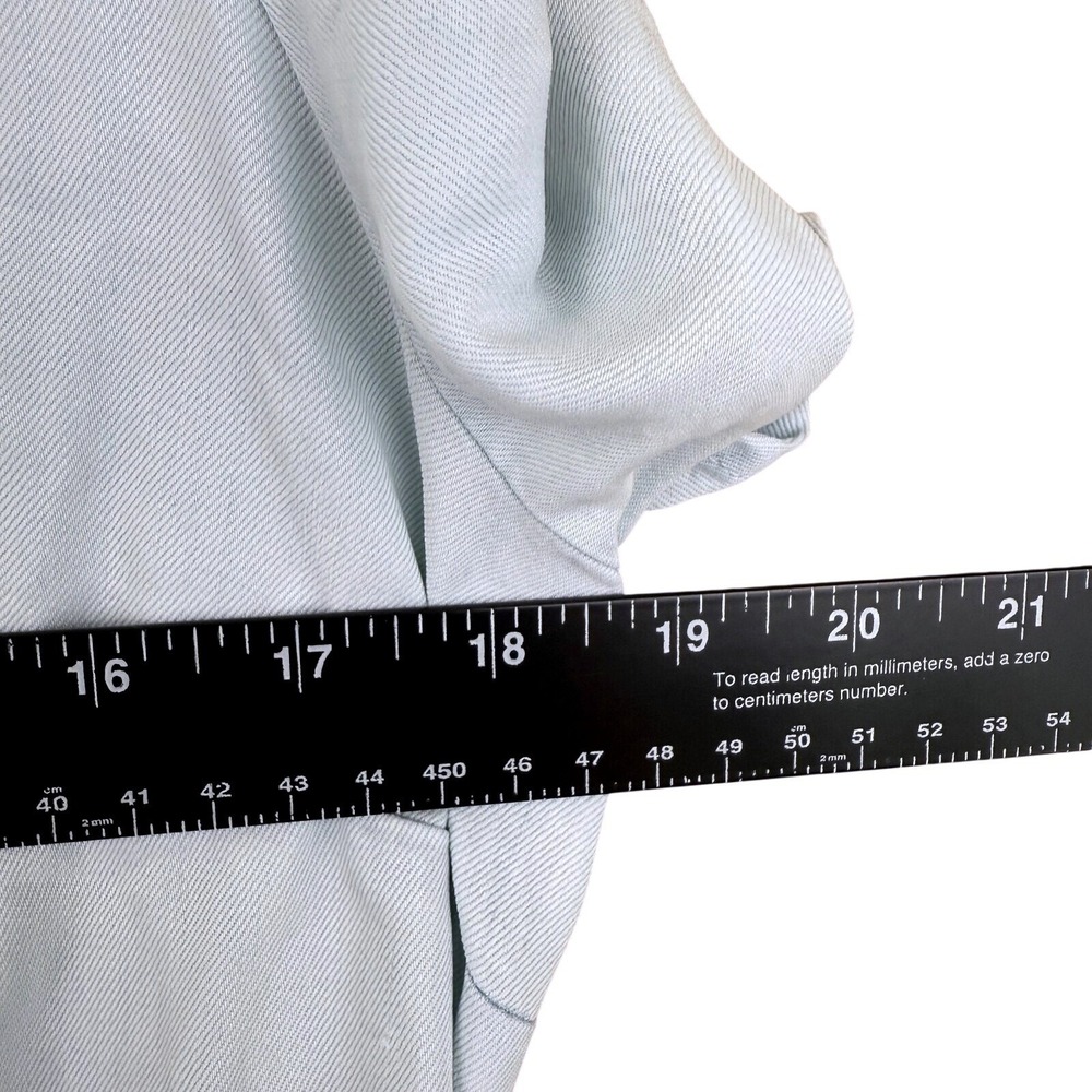 Lane Bryant Chambray Babydoll Dress Size 14 Blue Tiered Ruffle Belted Pockets - Picture 10 of 13